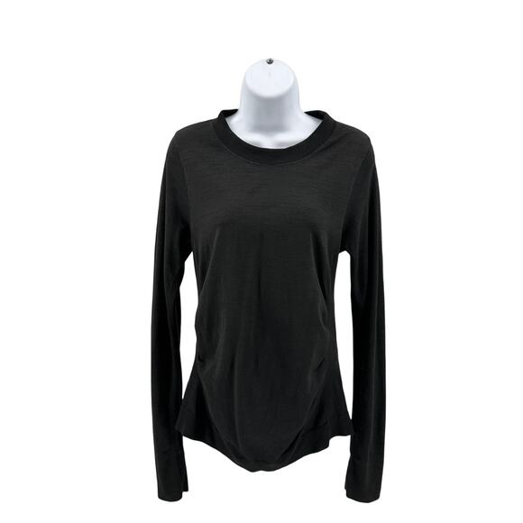 Athleta Top Black WMNS Sz L Stretch Pullover Crewneck Long Sleeve Activewear - Picture 1 of 7
